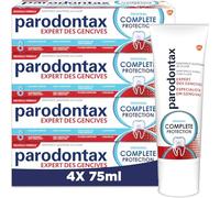 PARODONTAX - Dentifrice Complete Protection Original - Offre 8 Bénéfices Spécifiques pour des Gencives Saines & des Dents Fortes - Combat la Plaque Dentaire - 4 x 75 ml