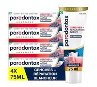 PARODONTAX Dentifrice Gencives + Réparation Active, Blancheur. | Répare Gencives, Saignent, Gonflées, Inflammées, Cliniquement Prouvé Dès 1 Semaine d'Utilisation, Menthe Fraîche,4 x75ml