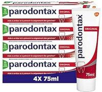 PARODONTAX - Dentifrice Original - Aide à à Améliorer la Santé des Gencives & à Converser une Haleine Fraiche - Agit Contre la Plaque Dentaire - 4 x 75 ml