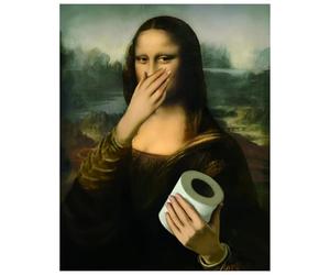 Parody Mona Lisa Wall Artistic Decorative Paintings,encadrées Humoristiques De La Joconde Pour Les Toilettes,Mona Lisa Bathroom Wall Art Poster,murale Amusante Représentant La Joconde Se Pinçant Le Ne