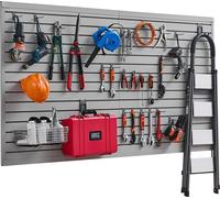 VEVOR Panneau à Lattes Mural Garage, 1225 x 2450 mm, Panneau Rangement Outils PVC avec Accessoires, Porte-outils Muraux avec Crochets pour Affichage, Organisation, Stockage, Atelier, Artisanal, Gris