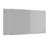 Paroi arrière de cuisine en verre trempé gris clair 70 x 40 cm - 2 pièces résistantes à la chaleur avec 4 trous pré-percés - Protection contre les éclaboussures et les dommages causés par la chaleur