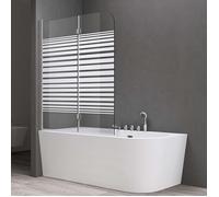 Paroi de baignoire 120x140cm Sogood Cortona1408S pare baignoire 2 volets pli-pivotant en verre de sécurité avec bandes opaques