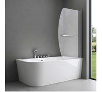 Paroi de baignoire 90x140cm Sogood Cortona 112 pare baignoire 1 volet pivotant en verre de sécurité transparent de 6mm