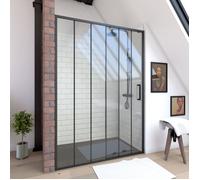 Paroi de douche 1 porte coulissante 120x200 cm - Verre sérigraphié - Profilé Noir - CRUSHX