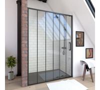 Paroi de douche 1 porte coulissante 120x200 cm - Verre sérigraphié - Profilé Noir - CRUSHX