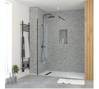 Paroi de Douche 100x195 cm en Verre Trempé 5 mm - Finition Noire - DARK ELEMENTARY