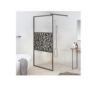 Paroi de douche 100x195 cm Verre ESG avec design de pierre Noir