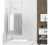 Paroi de Douche 100x200cm Miroir - Profilé + Barre Plafond Finition Chrome - FREEDOM 2 MIRROR