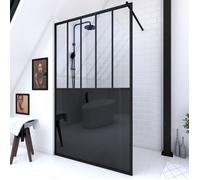Paroi de douche style verrière - 120 cm - Black Indus 120 AURLANE