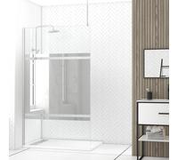 Paroi de Douche 120x200cm Miroir - Profilé + Barre Plafond Finition Chrome - FREEDOM 2 MIRROR