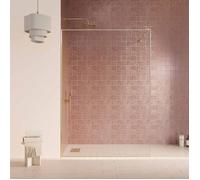 Paroi de Douche 140x200cm - Verre Anticalcaire - Encadrement Ultra-Fin - Finition Or Brossé - LEA