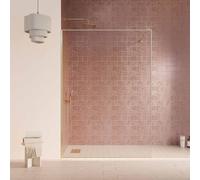 Paroi de Douche 140x200cm - Verre Anticalcaire - Encadrement Ultra-Fin - Finition Or Brossé - LEA