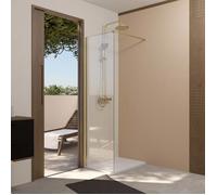 Paroi de Douche 50x195 cm en Verre Trempé 5 mm - Finition Or Brossé - GOLD ELEMENTARY