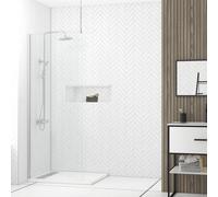 Paroi de Douche 80x200cm Verre Transparent - Profilé + Barre Plafond Finition Chrome - FREEDOM 2