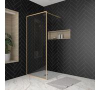 Paroi de douche 90x200 cm - Cadre et bras aluminium Or Doré Brossé - GOLDY CONTOURING