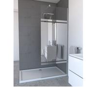 Paroi de Douche 90x200cm - Bande Miroir - Barre de Fixation Extensible et Profil Chrome