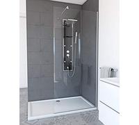 Paroi de Douche 90x200cm - Verre Trempé Transparent 8mm - Profilé Chrome - FREEDOM 2 CHROMED