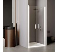 Paroi de douche à deux battants EQUI 2MS - Profilé Blanc - Verre clair traité déperlant ETC - 1000x2000
