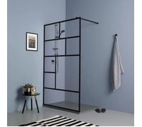 Kiamami Valentina Paroi de Douche à l'italienne avec Verre Transparent et Cadre Noir 110cm