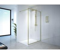 Vente-unique - Paroi de douche à l'italienne - 120 x 200 cm - Doré - Verre trempé - AMBERI
