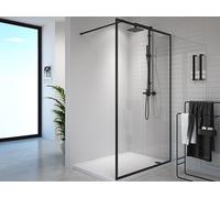 Paroi de douche à l'italienne - 120 x 200 cm - Noir mat - Verre trempé - AMBERI