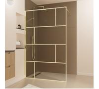 Paroi de douche à l'italienne 120x195cm Sérigraphie type Briques - Doré Or Brossé - GOLDY BLOCKS