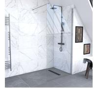 Paroi de douche a l'italienne - 90x200cm VERRE TRANSPARENT 6mm + Barre de fixation recoupable
