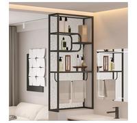 Paroi De Douche À L'italienne Avec Étagères, Séparateur De Pièce En Verre Et Porte-serviettes, Pour Chambre, Salle De Bain Et Toilettes.(Black-b,50x120 cm)