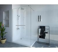 Paroi de douche à l'italienne avec porte-serviette - 120 x 200 cm - Chrome - Verre trempé - KRISTEN