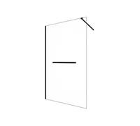 Paroi de douche à l'italienne avec porte-serviette - 120 x 200 cm - Noir mat - Verre trempé - KRISTEN