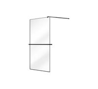 Paroi de douche à l'italienne avec porte-serviette et étagère - 120 x 200 cm - Noir mat - BONPERO