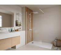 Vente-unique - Paroi de douche à l'italienne - Blanc mat - Verre 6 mm - 120x200 cm - DAREN