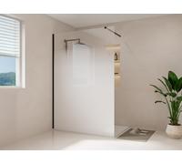 Paroi de douche à l'italienne brume - 140 x 200 cm - Noir mat - POMARO
