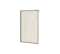 Paroi de douche à l'italienne en aluminium - Effet bois et noir mat - 120 x 200 cm - TOPEKA