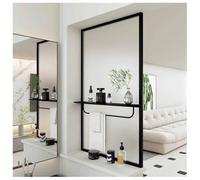 Paroi De Douche À L'italienne, Étagères De Séparation, Cloisons en Verre avec Porte-Serviettes, pour Chambre, Salle De Bain Et Toilettes(Black-a,60x90 cm)