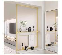 Paroi De Douche À L'italienne, Étagères De Séparation, Cloisons en Verre avec Porte-Serviettes, pour Chambre, Salle De Bain Et Toilettes(Gold-a,30x60 cm)