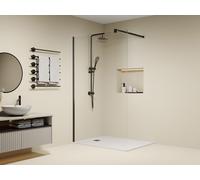 Paroi de douche à l'italienne noir mat - Verre anti-calcaire 8 mm - 120x200 cm - DAREN