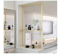 Paroi De Douche À L'italienne, Panneau Translucide pour Séparation De Pièce, avec Barre Porte-Serviettes, pour Chambre, Salle De Bain Et Toilettes(Gold-b,80x60 cm)