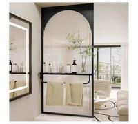 Paroi De Douche À L'italienne, Paroi De Douche De Salle Bain, Séparateur De Pièce Avec Porte-serviettes, Écran De Confidentialité Translucide Chambre, Salle De Bain, Toilettes(Black-b,30x90 cm)