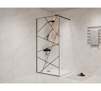 Vente-unique - Paroi de douche à l'italienne sérigraphiée - Noir mat - 100 x 200 cm - TRISEO