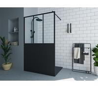 Paroi de douche à l'italienne style atelier - Noir mat - 120 x 200 cm - URBANIK