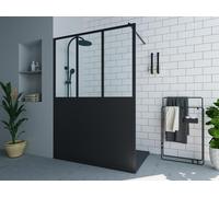 Paroi de douche à l'italienne style atelier - Noir mat - 140 x 200 cm - URBANIK