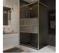 Paroi de douche à l'italienne verre rainuré or mat, l. 120 cm x H. 200 cm, SCHULTE, Walk In réversible, verre 6 mm, Carvella