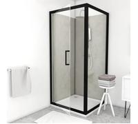 Paroi de douche à porte pivotante esprit Indus - Noir - 90 x 200 cm