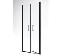 Paroi de douche à portes pivotantes - AURLANE - SALOON - Noir mat - Verre trempé 6mm - 80x200cm