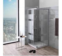Kiamami Valentina - Cabine de douche d'angle 75x75 verre sérigraphié profils blancs | Venere