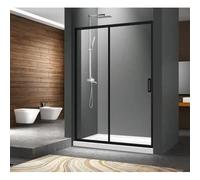 Paroi de douche AURYS Pacifique claire 140 - L140 x H194 cm - Profilé aluminium anodisé noir mat