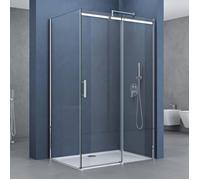 Paroi de douche avec porte coulissante 80x100 Sogood Ravenna18k cabine de douche rectangulaire en verre de sécurité transparent