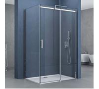 doporro Cabine de Douche Transparent 80x120cm Porte Coulissante Paroi de Douche Rectangulaire en Angle Hauteur 195cm Montage Réversible Ravenna18K